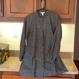 Eileen Fisher longer style button up top.
